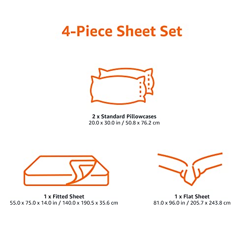 Amazon Basics Lightweight Super Soft, Wrinkle-Free Luxury Microfiber 4 Piece Bed Sheet Set with 14-Inch Deep Pockets, Full, Dark Gray, Solid1