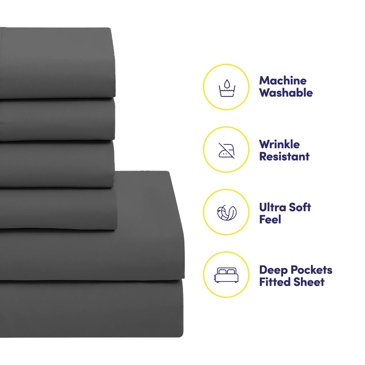 Sweet Home Collection 5 Piece Comforter Set Bag Solid Color All Season Soft Down Alternative Blanket & Luxurious Microfiber Bed Sheets, Gray, Twin1