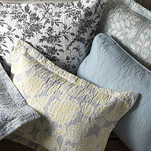 Laura Ashley - Twin Quilt Set, Reversible Cotton Bedding with Matching Sham, Farmhouse Inspired Home Decor (Paisley Printed Patchwork Blue, Twin)1