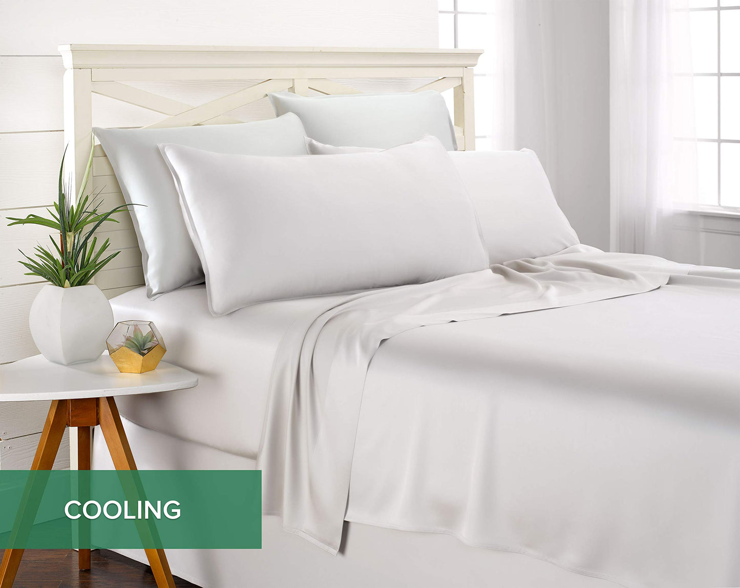 King Sheets by Pure Bamboo, Genuine 100% Organic Viscose Derived from Bamboo Bed Sheet Set, Luxuriously Soft & Cooling, Double Stitching, Lifetime Quality Promise (King, White)1