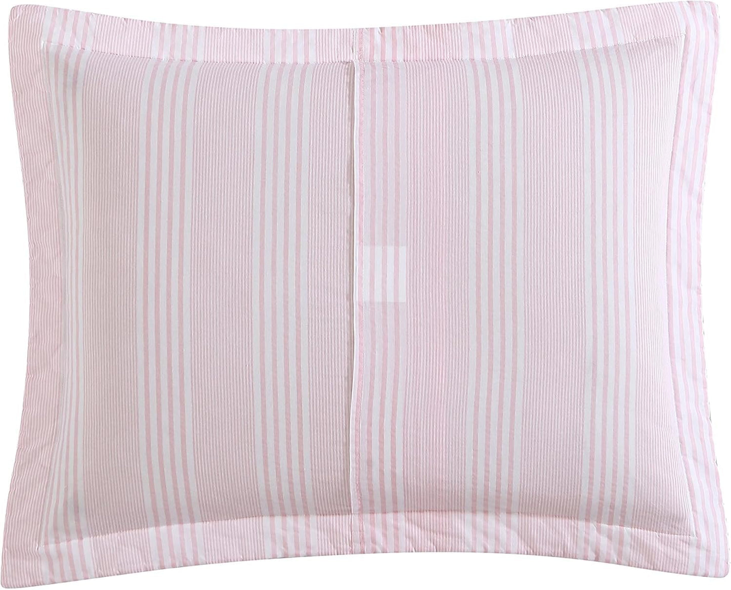 Laura Ashley - Queen Quilt Set, Reversible Cotton Bedding with Matching Shams, Lightweight Home Decor for All Seasons (Bedford Pink, Queen)1
