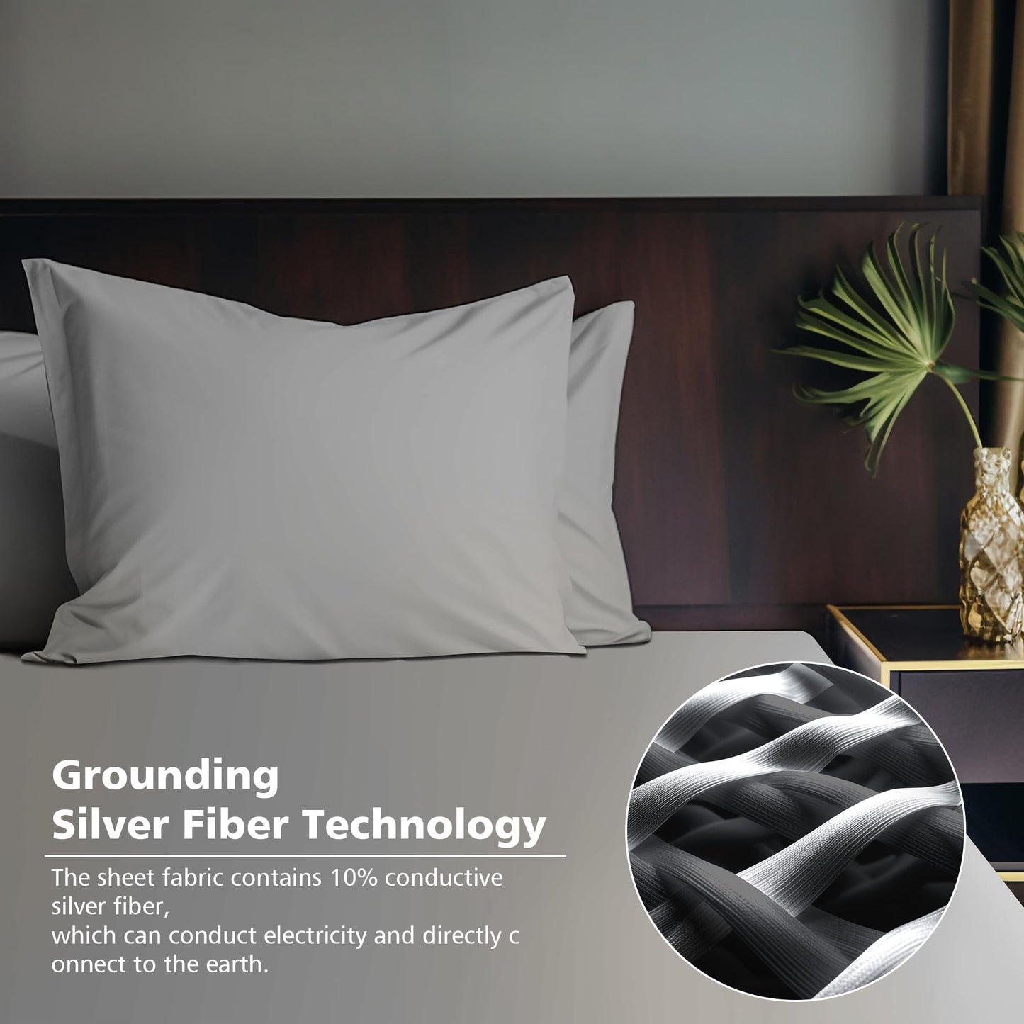 Grounding Sheet, 90% Organic Cotton+10% Pure Silver Organic Fitted Grounded Sheet for Improved Sleep, Pain Relief - Earth Connected Bedding (Gray, (78.4 * 80.2 * 15inch))
