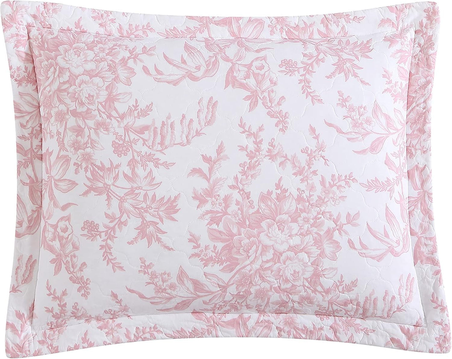 Laura Ashley - Queen Quilt Set, Reversible Cotton Bedding with Matching Shams, Lightweight Home Decor for All Seasons (Bedford Pink, Queen)1