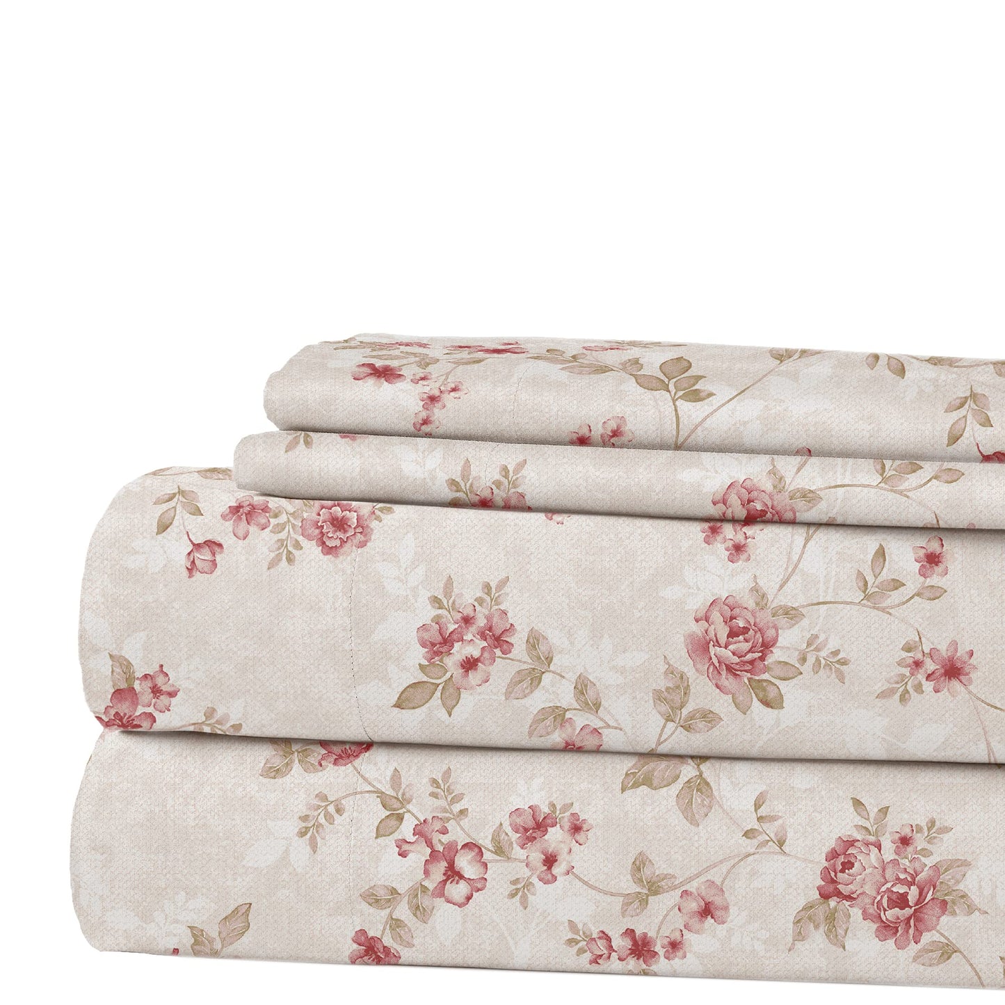 Modern Threads Silky Soft Microfiber and Wrinkle Free Sheets - Luxurious Microfiber Bed Sheets Includes Flat Sheet, Fitted Sheet with Deep Pockets, & Pillowcases Kashmir Rose, Queen1