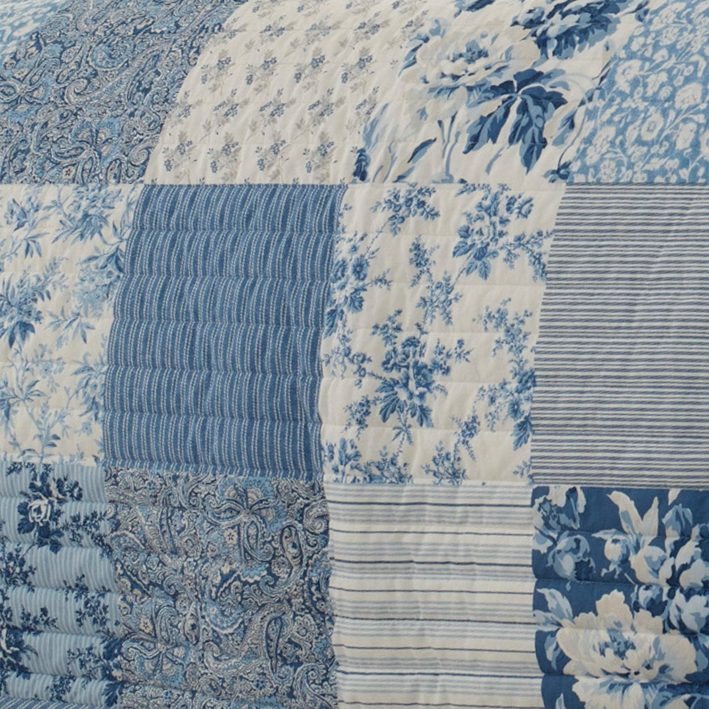 Laura Ashley - Twin Quilt Set, Reversible Cotton Bedding with Matching Sham, Farmhouse Inspired Home Decor (Paisley Printed Patchwork Blue, Twin)1