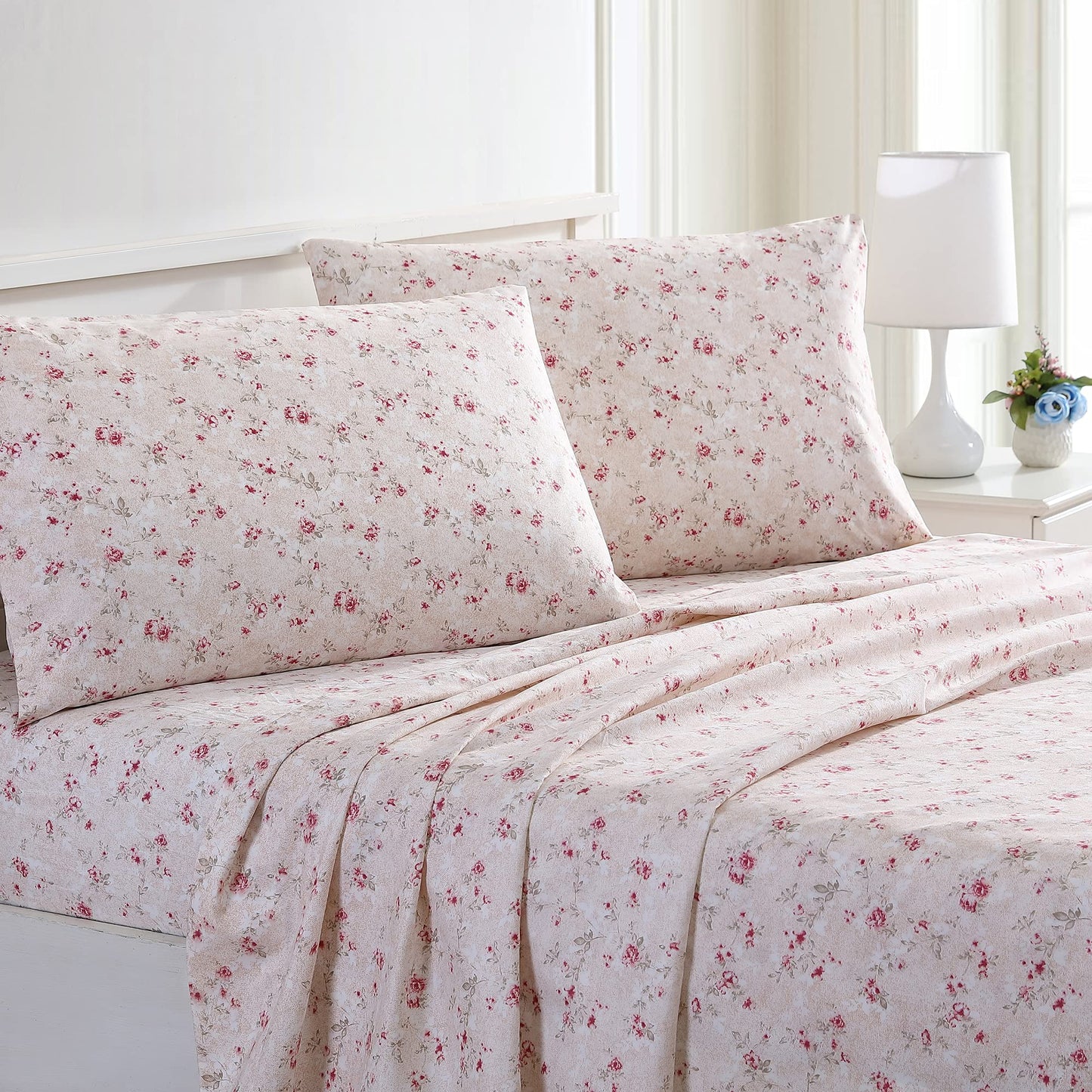 Modern Threads Silky Soft Microfiber and Wrinkle Free Sheets - Luxurious Microfiber Bed Sheets Includes Flat Sheet, Fitted Sheet with Deep Pockets, & Pillowcases Kashmir Rose, Queen1