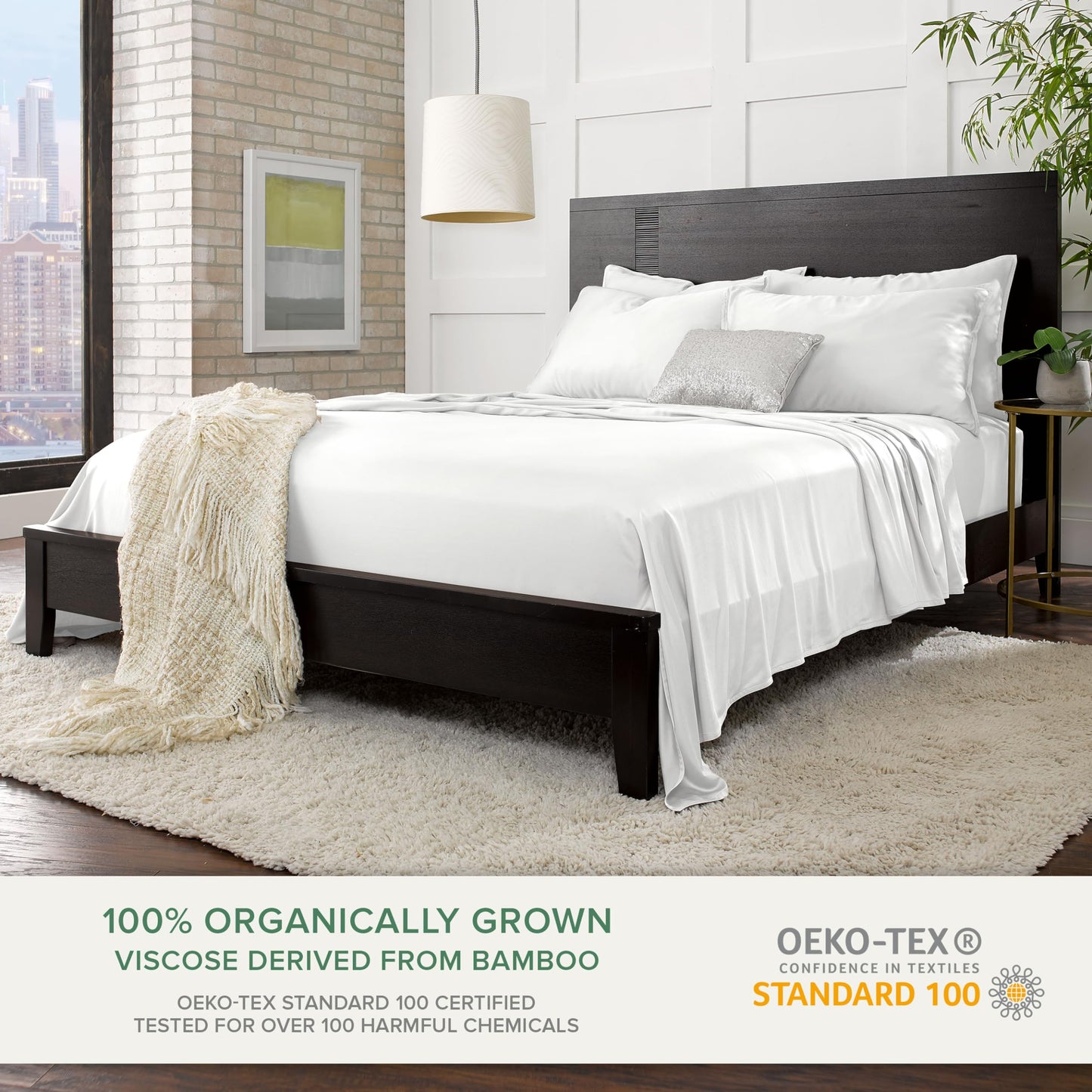 King Sheets by Pure Bamboo, Genuine 100% Organic Viscose Derived from Bamboo Bed Sheet Set, Luxuriously Soft & Cooling, Double Stitching, Lifetime Quality Promise (King, White)1