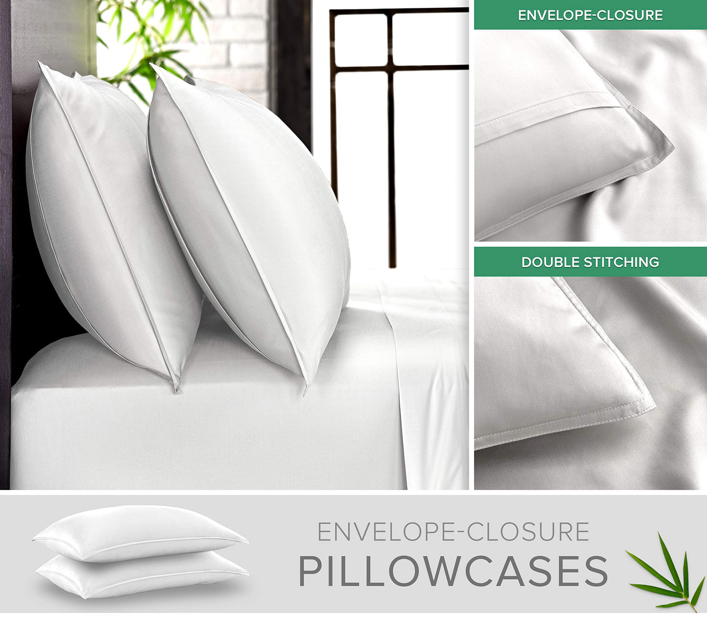 King Sheets by Pure Bamboo, Genuine 100% Organic Viscose Derived from Bamboo Bed Sheet Set, Luxuriously Soft & Cooling, Double Stitching, Lifetime Quality Promise (King, White)1